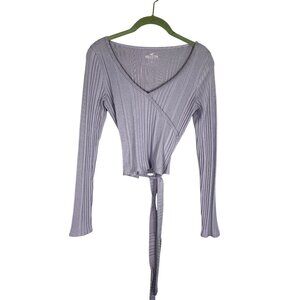 Hollister Wrap Knit Sweater Crop Top Purple M Ballet Boho Indie Festival Y2K 90s